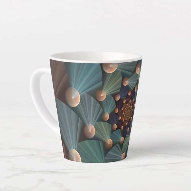 Abstract Fractal Art With Depth Brown Slate Blue Latte Mug (Left Angle)