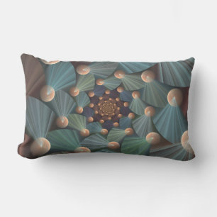 Abstract Fractal Art With Depth Brown Slate Blue Lumbar Cushion
