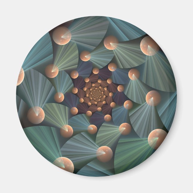 Abstract Fractal Art With Depth Brown Slate Blue Magnet (Front)