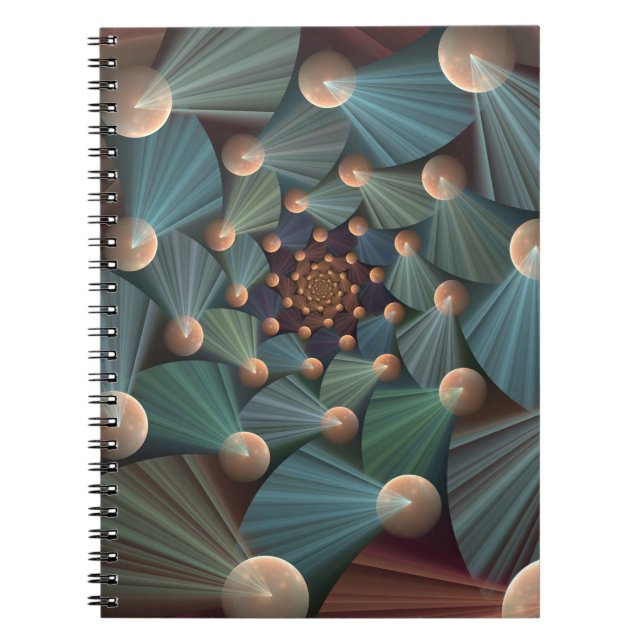 Abstract Fractal Art With Depth Brown Slate Blue Notebook (Front)