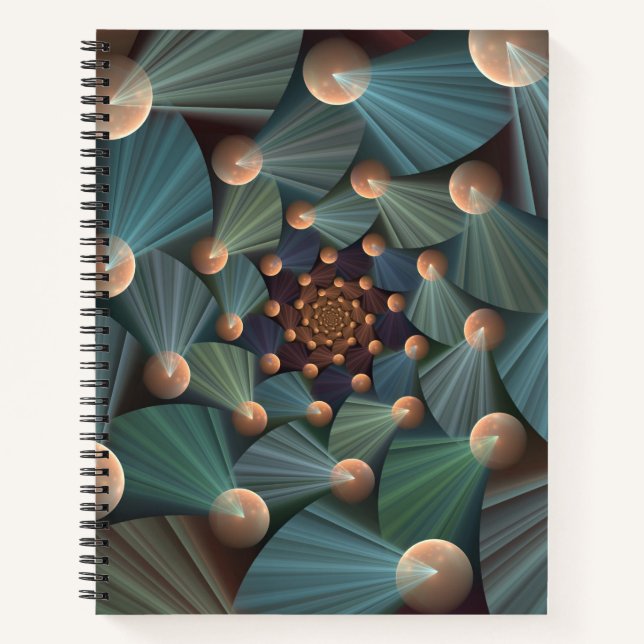 Abstract Fractal Art With Depth Brown Slate Blue Notebook (Front)