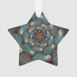 Abstract Fractal Art With Depth Brown Slate Blue Ornament