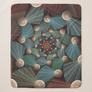 Abstract Fractal Art With Depth Brown Slate Blue Sherpa Blanket
