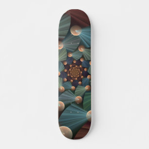 Abstract Fractal Art With Depth Brown Slate Blue Skateboard