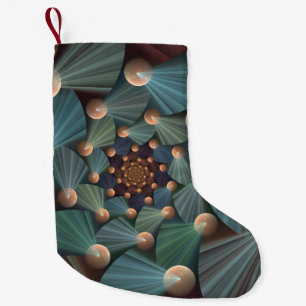 Abstract Fractal Art With Depth Brown Slate Blue Small Christmas Stocking