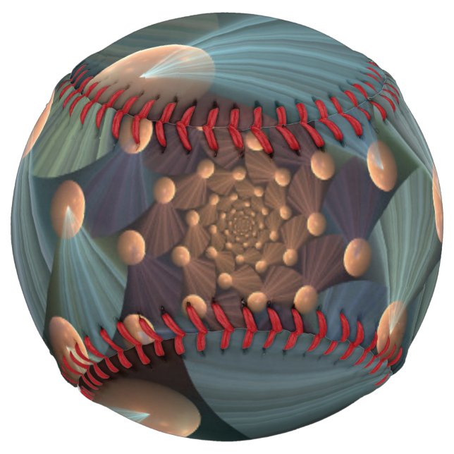 Abstract Fractal Art With Depth Brown Slate Blue Softball (Front)