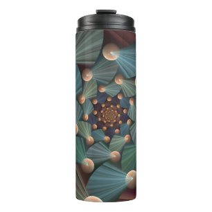 Abstract Fractal Art With Depth Brown Slate Blue Thermal Tumbler