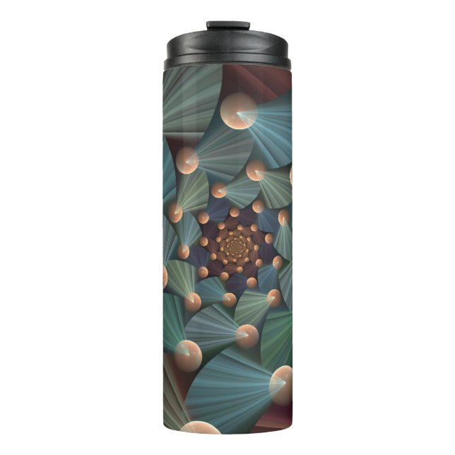Abstract Fractal Art With Depth Brown Slate Blue Thermal Tumbler (Front)