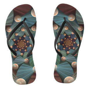 Abstract Fractal Art With Depth Brown Slate Blue Thongs