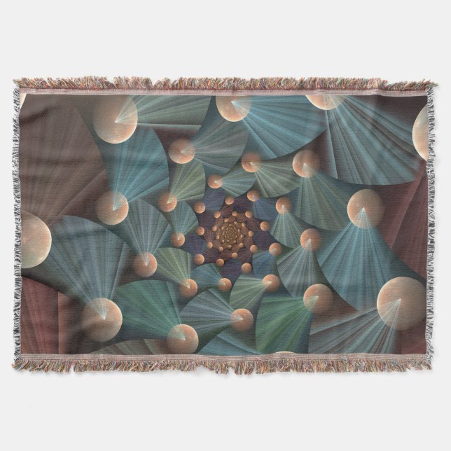 Abstract Fractal Art With Depth Brown Slate Blue Throw Blanket (Front)