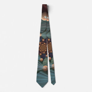 Abstract Fractal Art With Depth Brown Slate Blue Tie