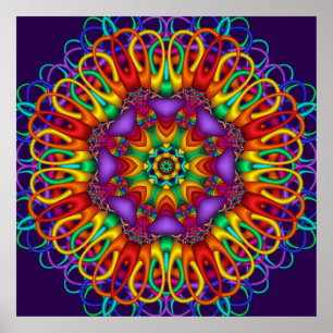 Abstract fractal  Bright shining Mandala Poster