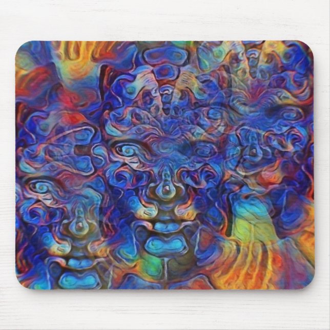 Abstract fractal faces mouse pad (Front)