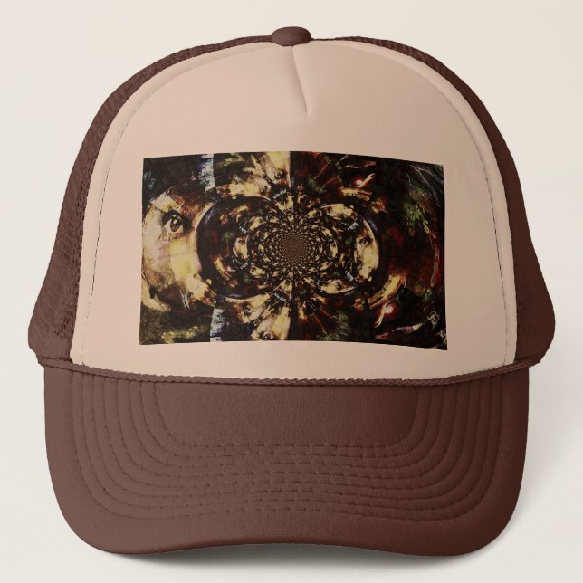 Abstract fractal faces trucker hat (Front)