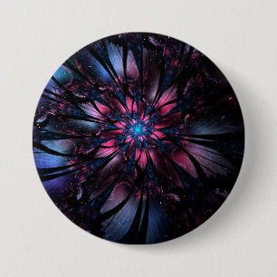 Abstract fractal flower design. 7.5 cm round badge