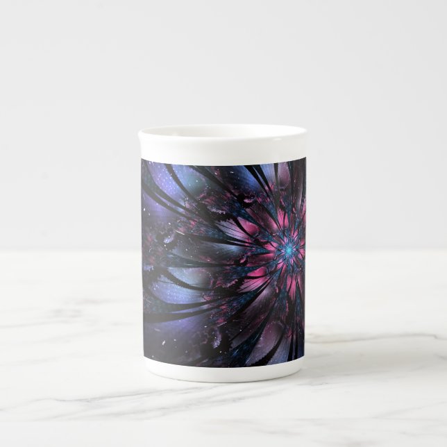 Abstract fractal flower design.  bone china mug (Front)