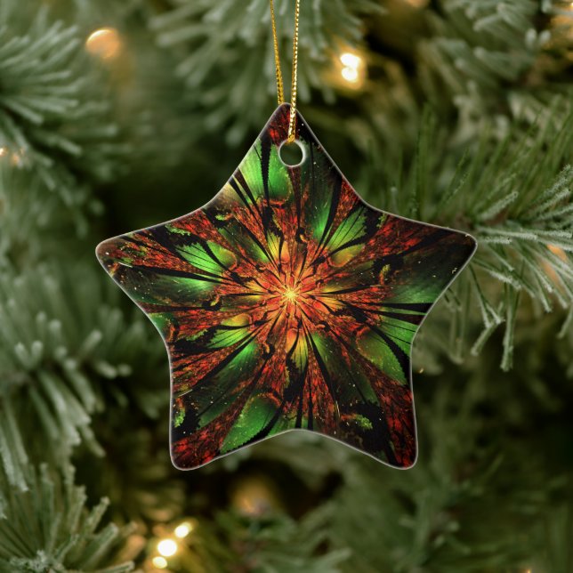 Abstract fractal flower design.   ceramic ornament (Tree)