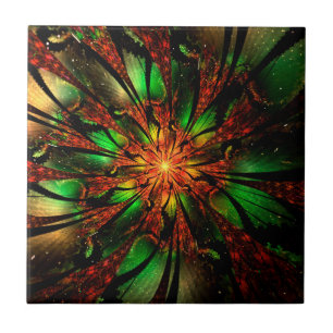 Abstract fractal flower design.   ceramic tile