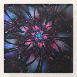 Abstract fractal flower design. glass coaster