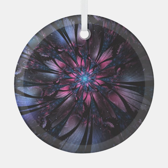 Abstract fractal flower design.  glass tree decoration (Front)