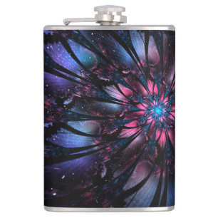 Abstract fractal flower design. hip flask