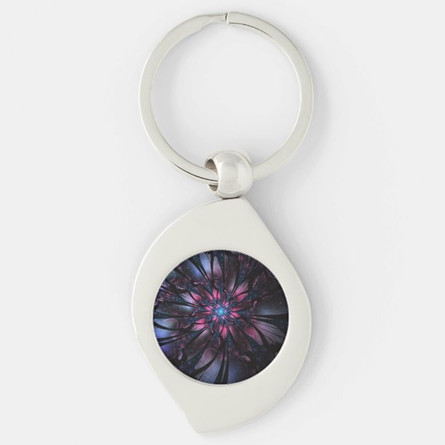 Abstract fractal flower design.   key ring (Front)