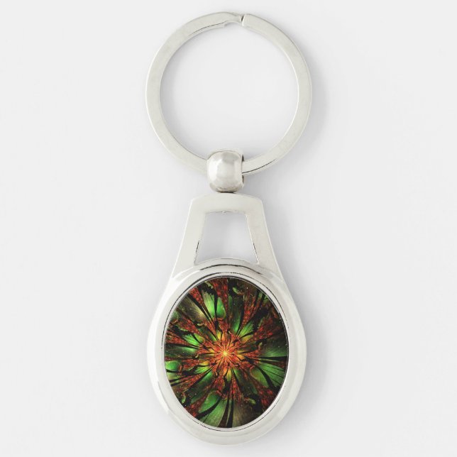 Abstract fractal flower design key ring (Front)