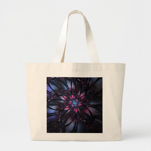 Abstract fractal flower design. large tote bag (Front)
