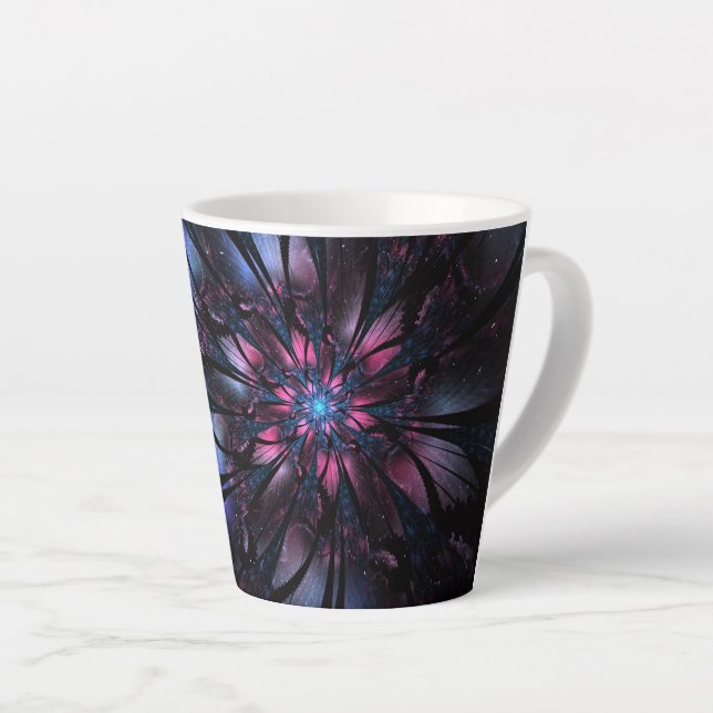 Abstract fractal flower design.   latte mug (Right Angle)