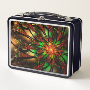 Abstract fractal flower design. metal lunch box