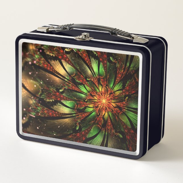 Abstract fractal flower design.   metal lunch box (Front)