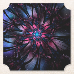 Abstract fractal flower design.  paper coaster
