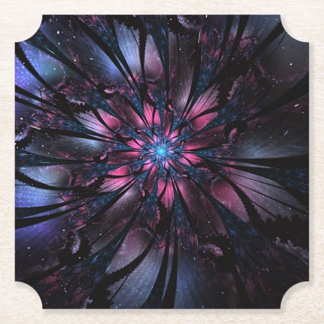 Abstract fractal flower design.  paper coaster (Front)
