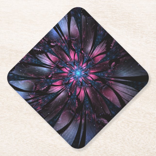 Abstract fractal flower design.  paper coaster (Front)