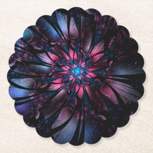Abstract fractal flower design.    paper coaster