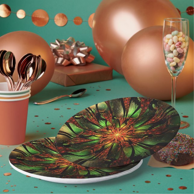 Abstract fractal flower design.  paper plate (Multi)