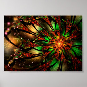Abstract fractal flower design. poster