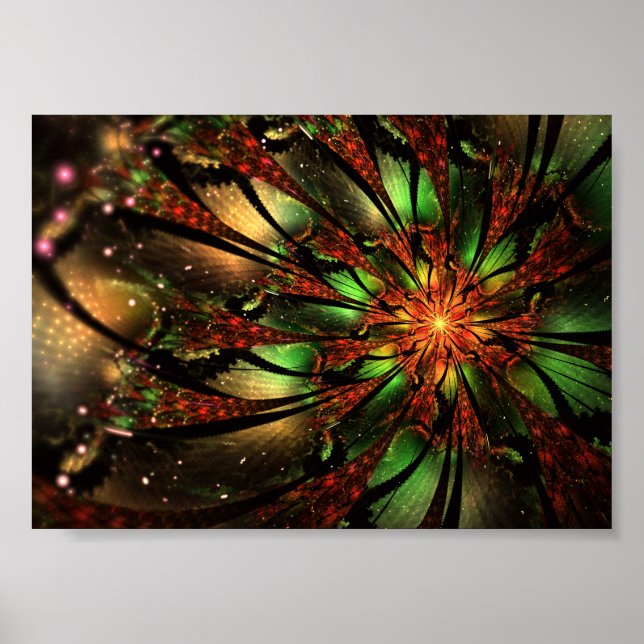 Abstract fractal flower design.  poster (Front)