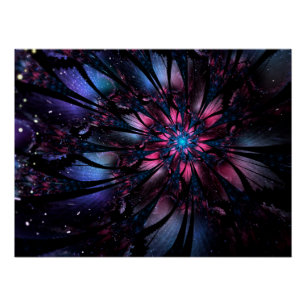 Abstract fractal flower design. poster