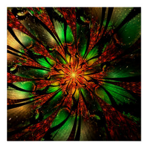 Abstract fractal flower design. poster