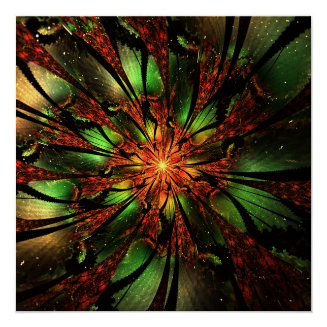 Abstract fractal flower design.  poster (Front)
