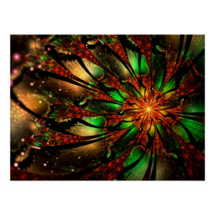 Abstract fractal flower design. poster
