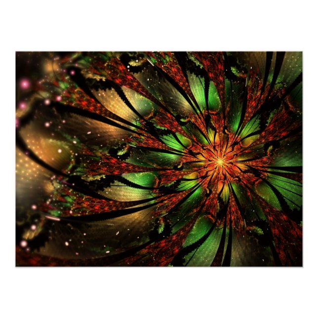 Abstract fractal flower design.  poster (Front)