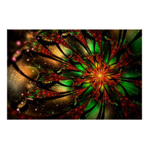 Abstract fractal flower design. poster