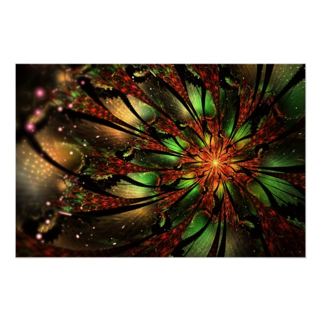 Abstract fractal flower design.  poster (Front)
