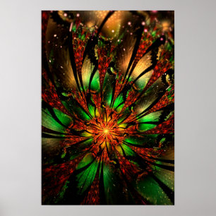 Abstract fractal flower design. poster