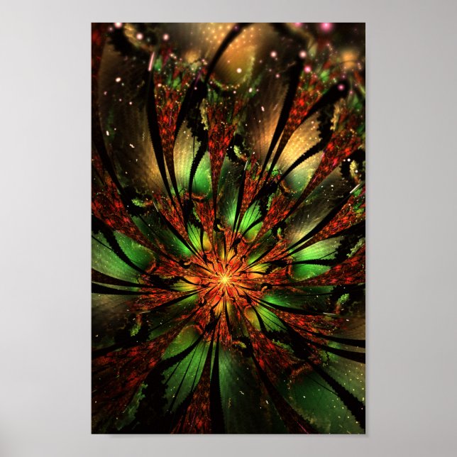 Abstract fractal flower design poster (Front)