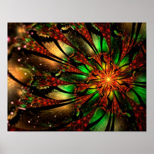 Abstract fractal flower design. poster