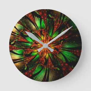 Abstract fractal flower design. round clock