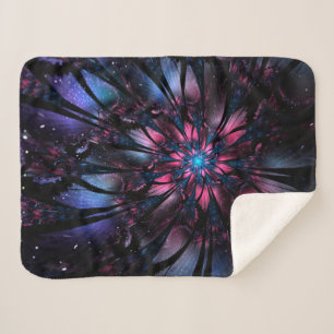 Abstract fractal flower design. sherpa blanket
